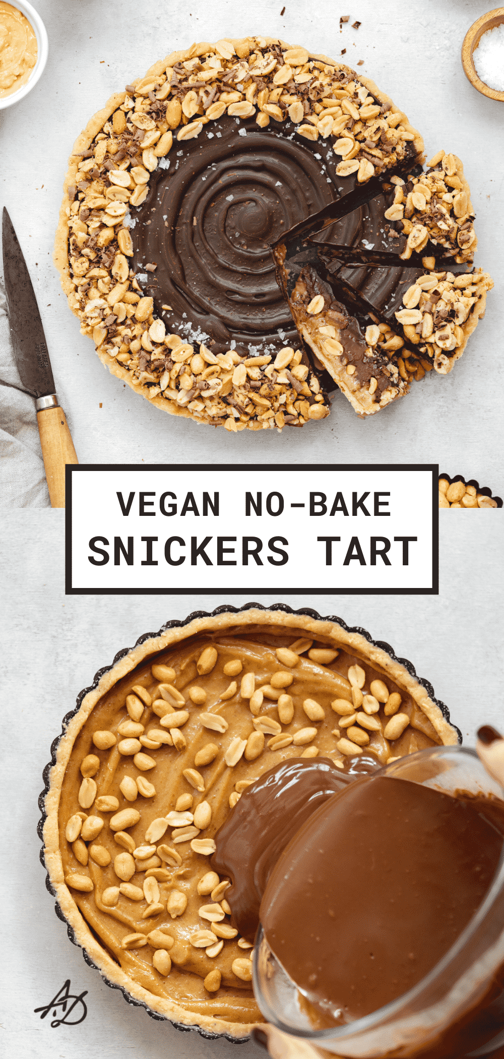 Vegan Snickers Tart (No Bake, Gluten Free)
