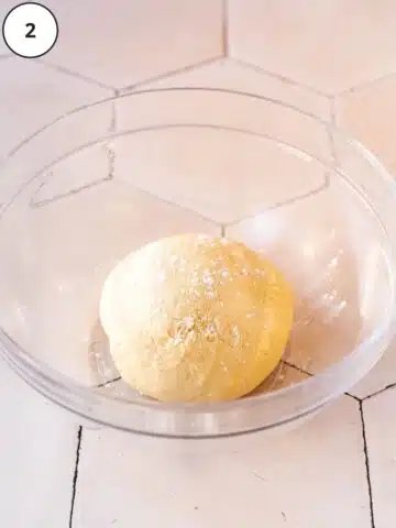 a bowl with freshly kneaded vegan dough.
