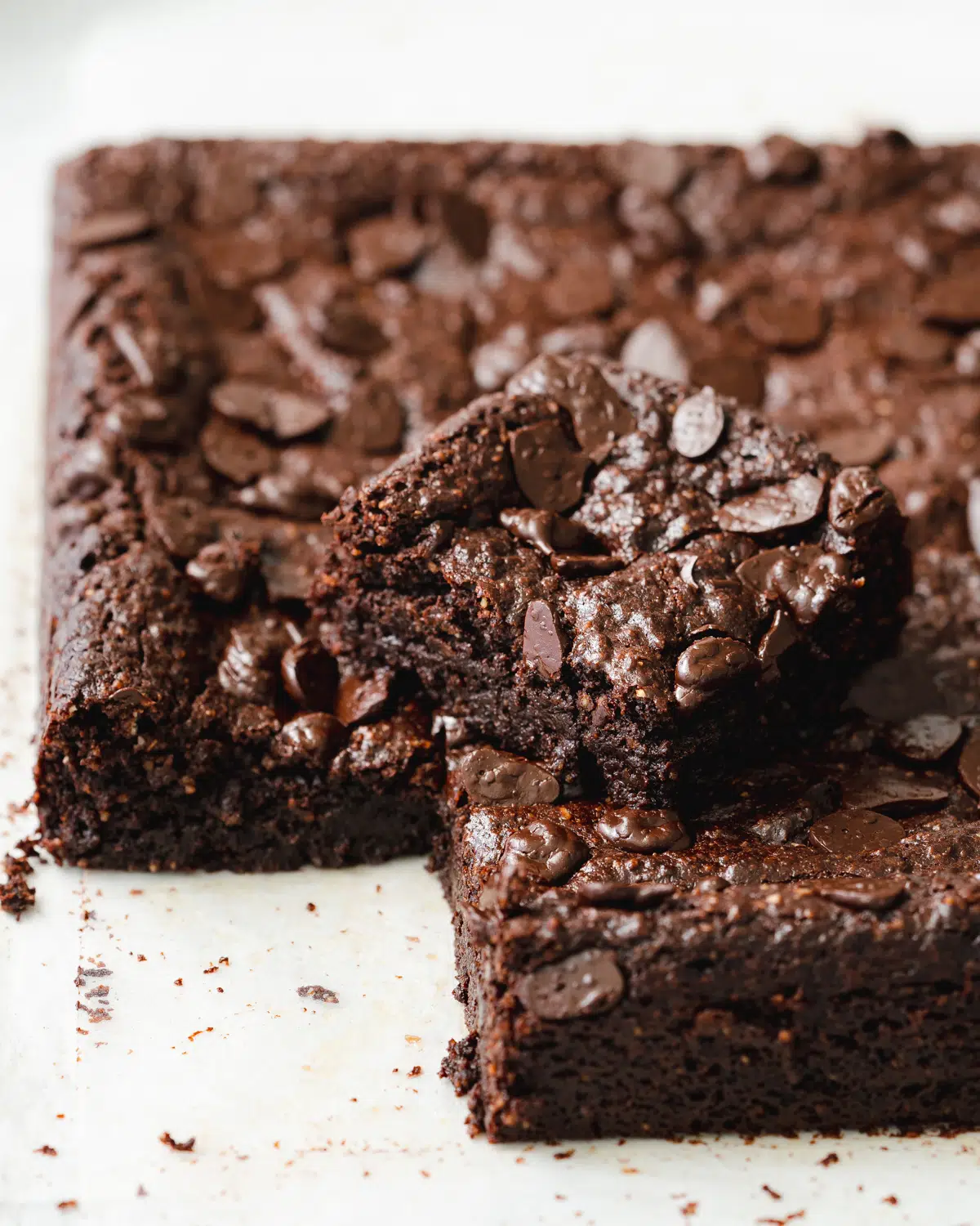 vegan brownies with chocolate chips.