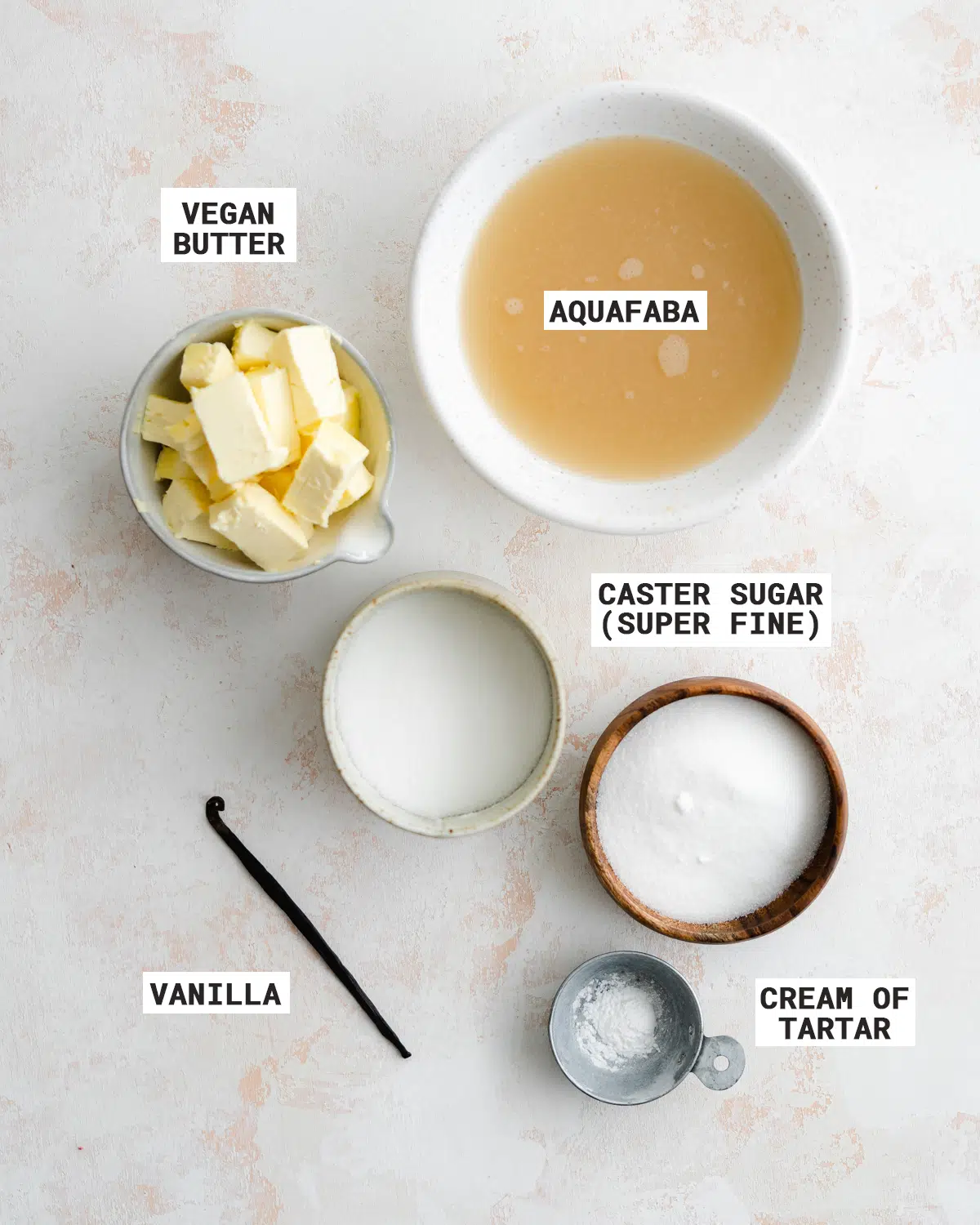 ingredients for vegan italian meringue buttercream.