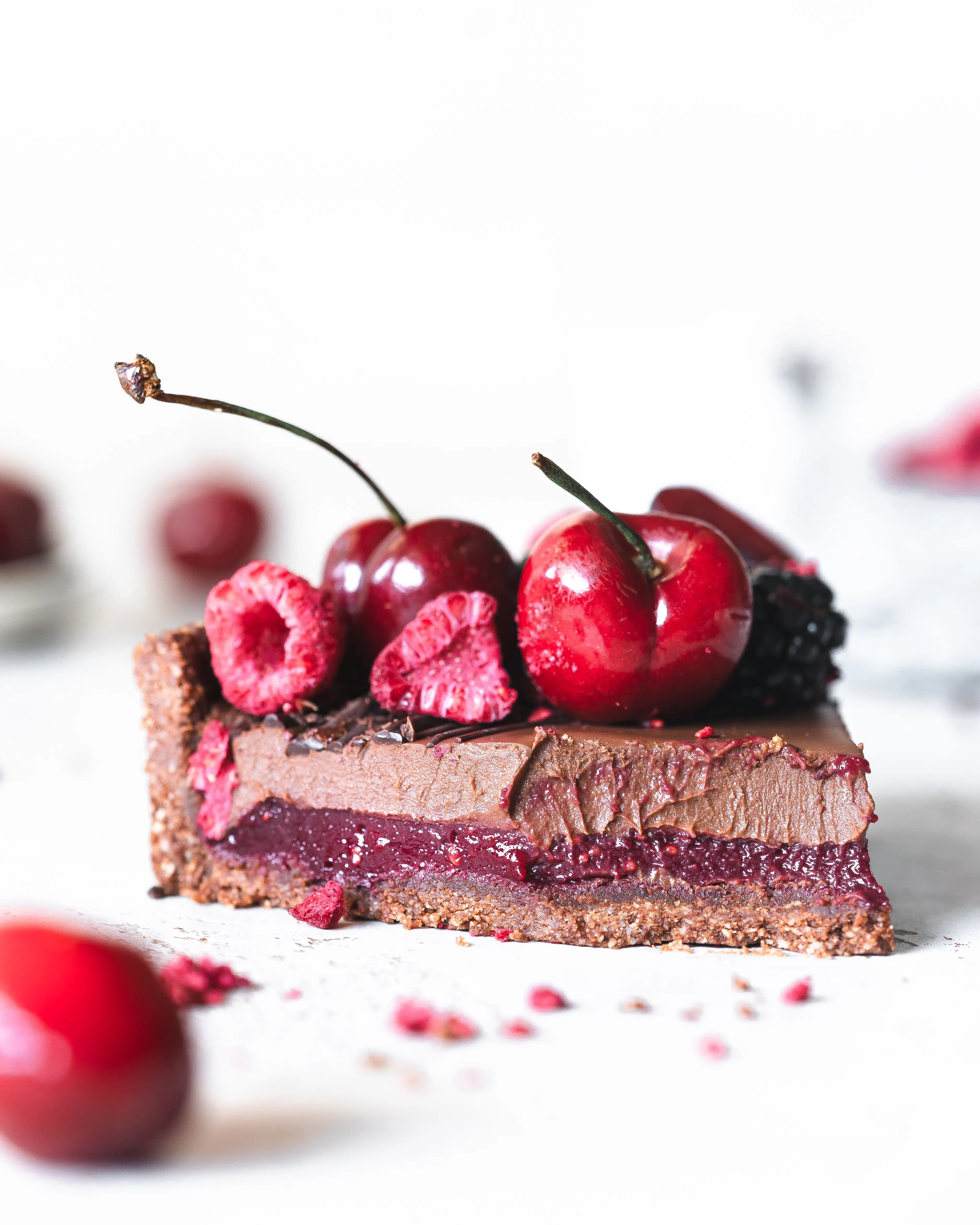 vegan cherry chocolate tart