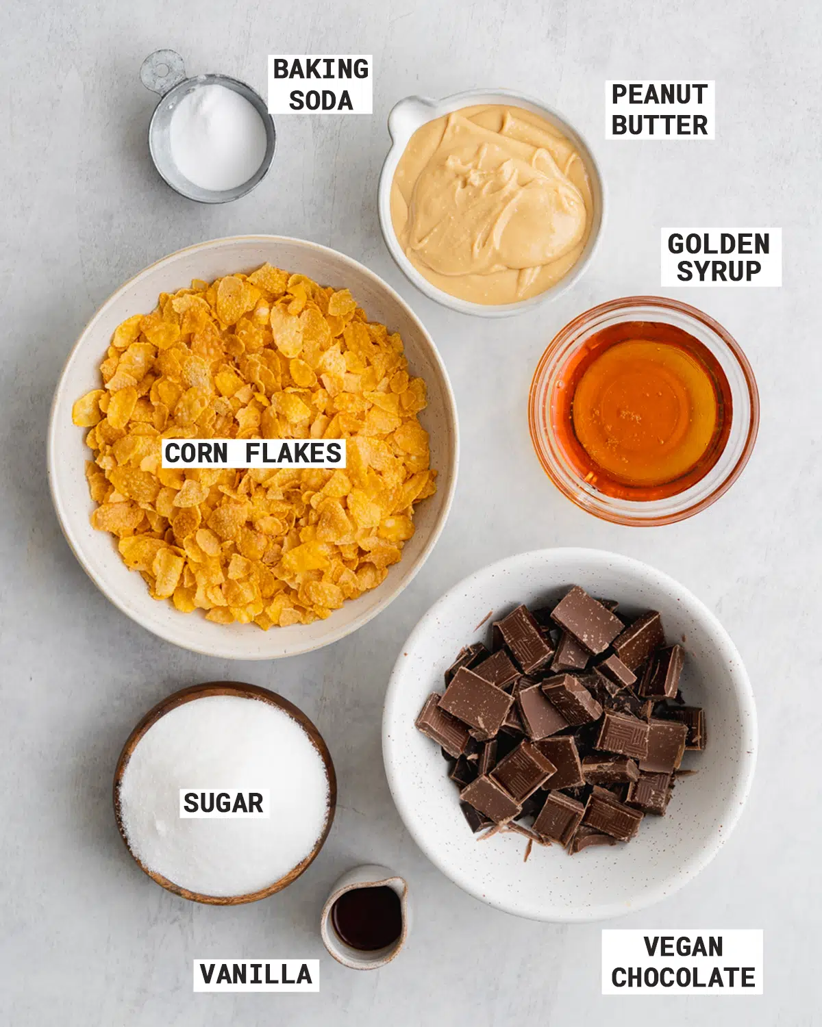 ingredients to make homemade butterfingers.