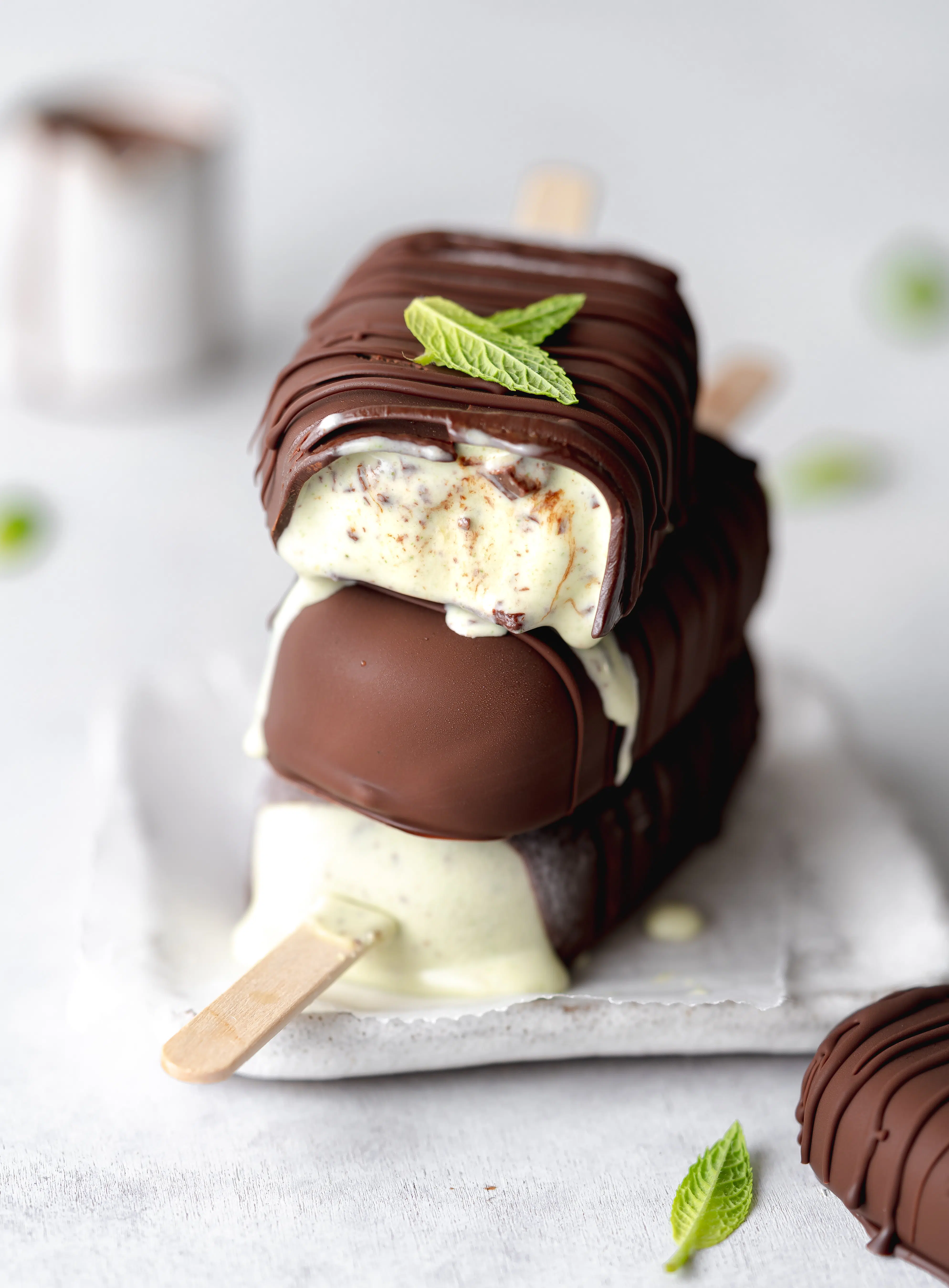 vegan mint chocolate chip ice cream bars