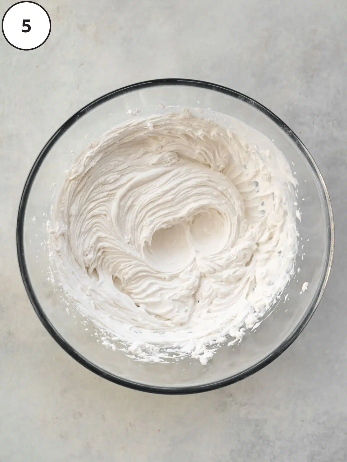 vegan coconut whipping cream whisked until light and fluffy in a large mixing bowl.
