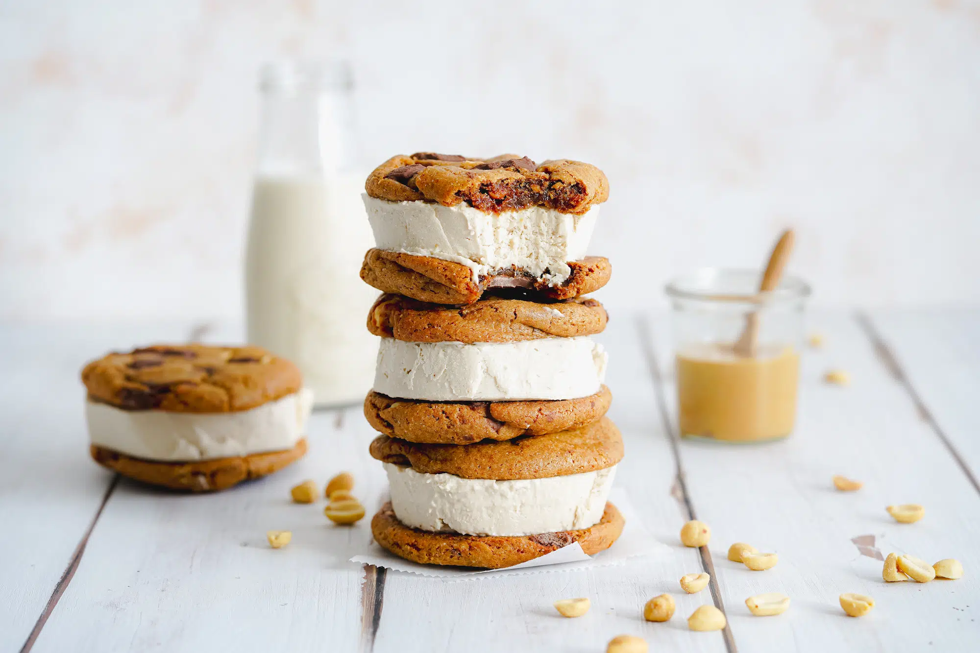 vegan peanut butter cookie ice cream sandwich
