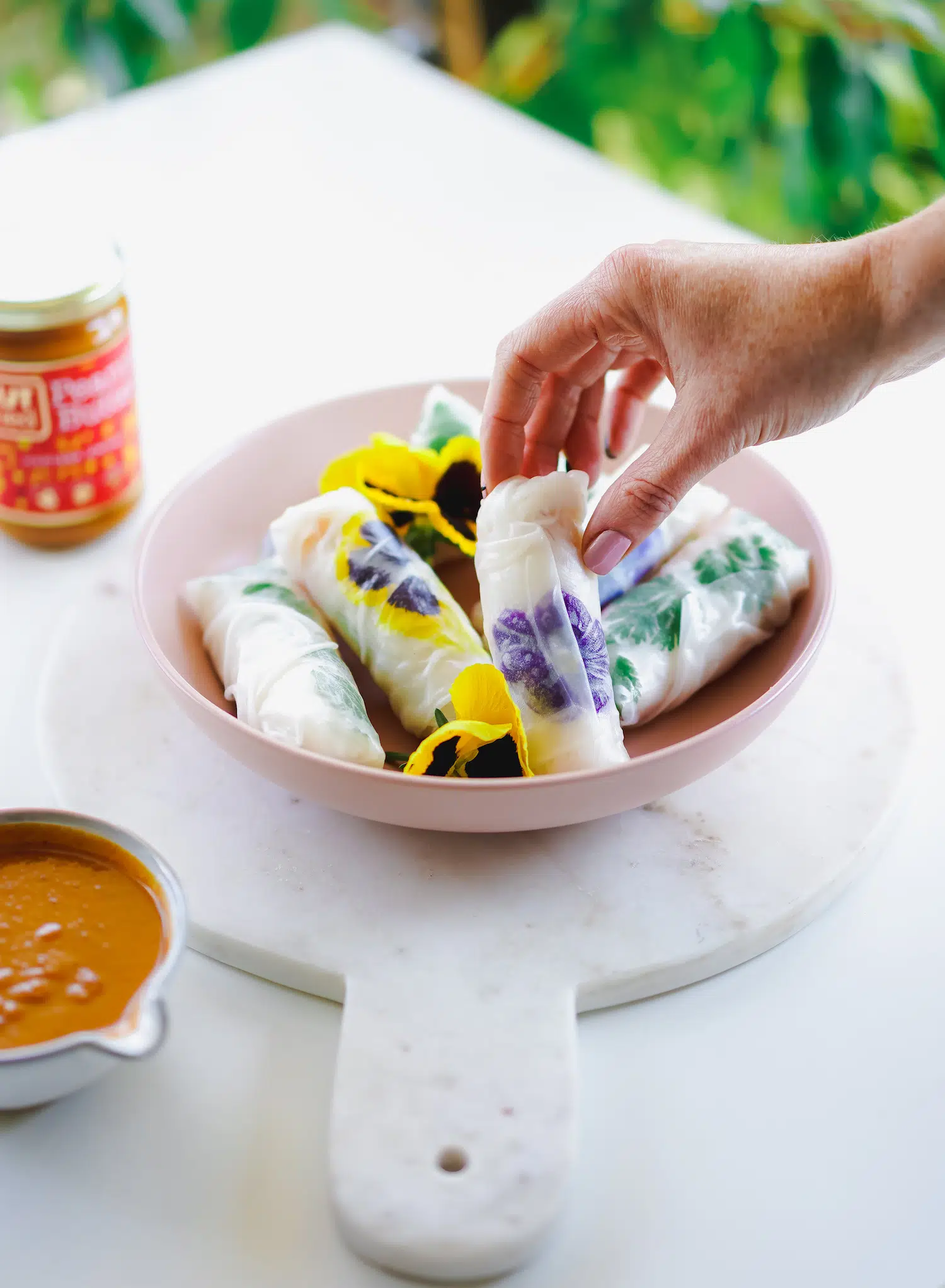 Vietnamese summer rolls with peanut sauce