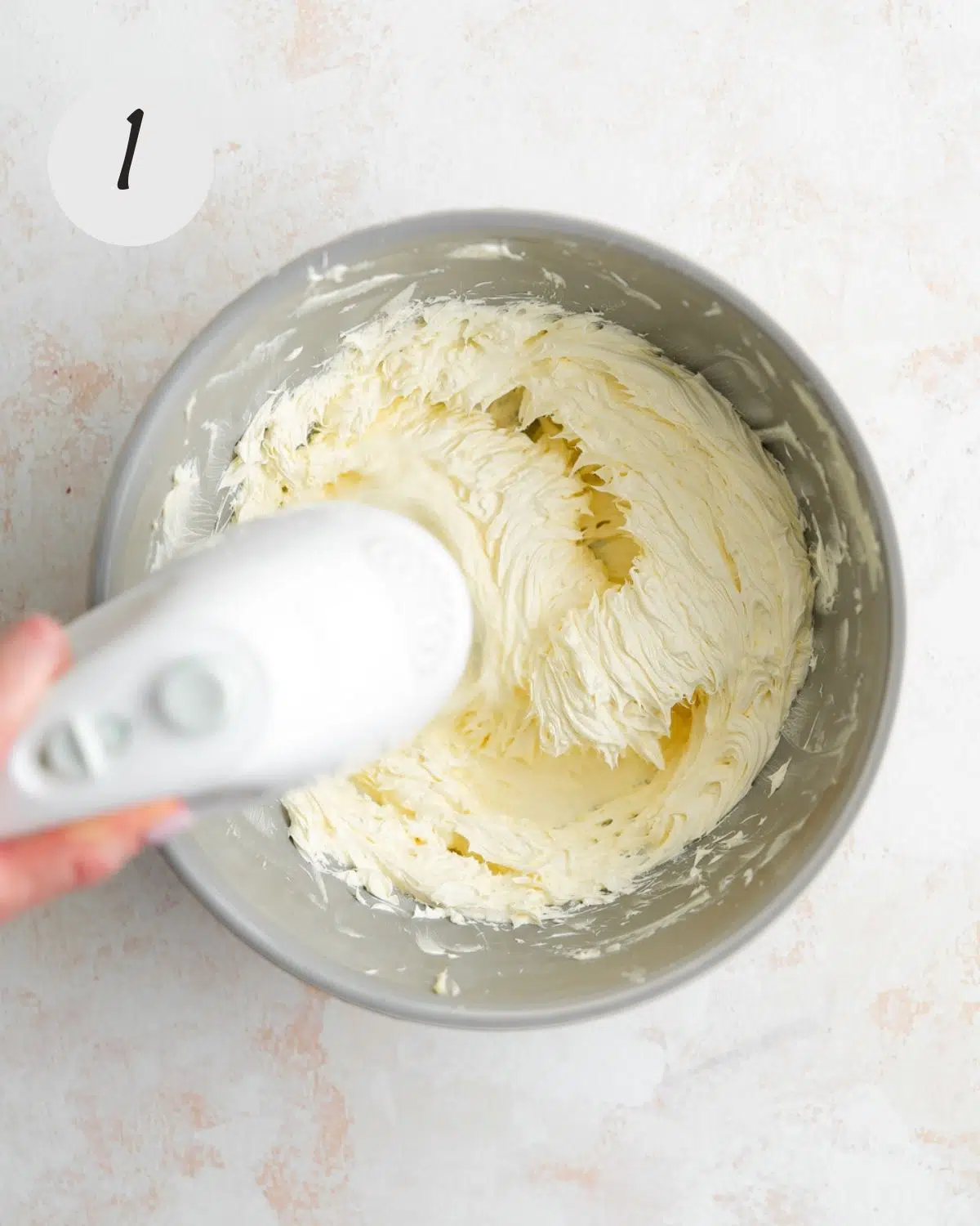 step one making dairy free cream cheese frosting.