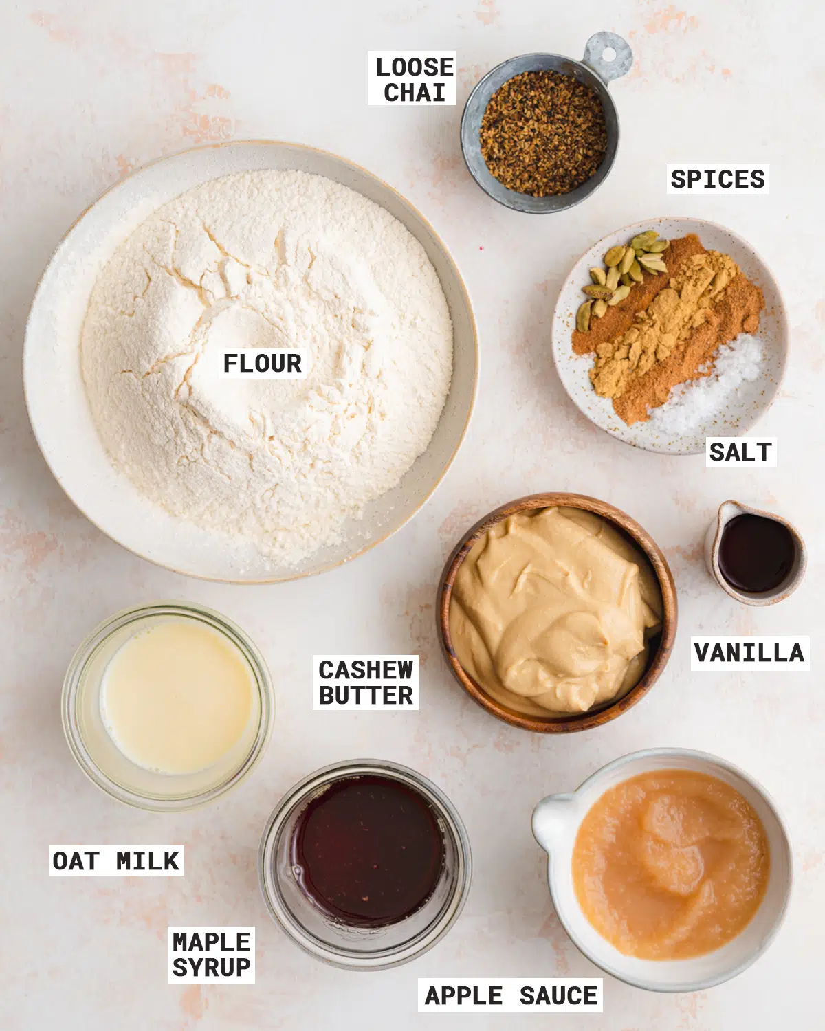ingredients to make chai cake.