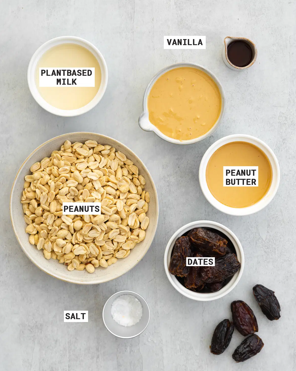 ingredients for peanut butter snickers.