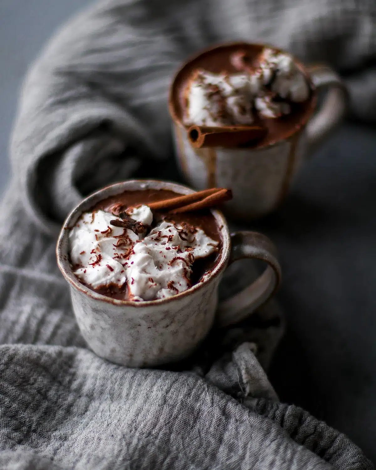 mugs of hot chocolate.