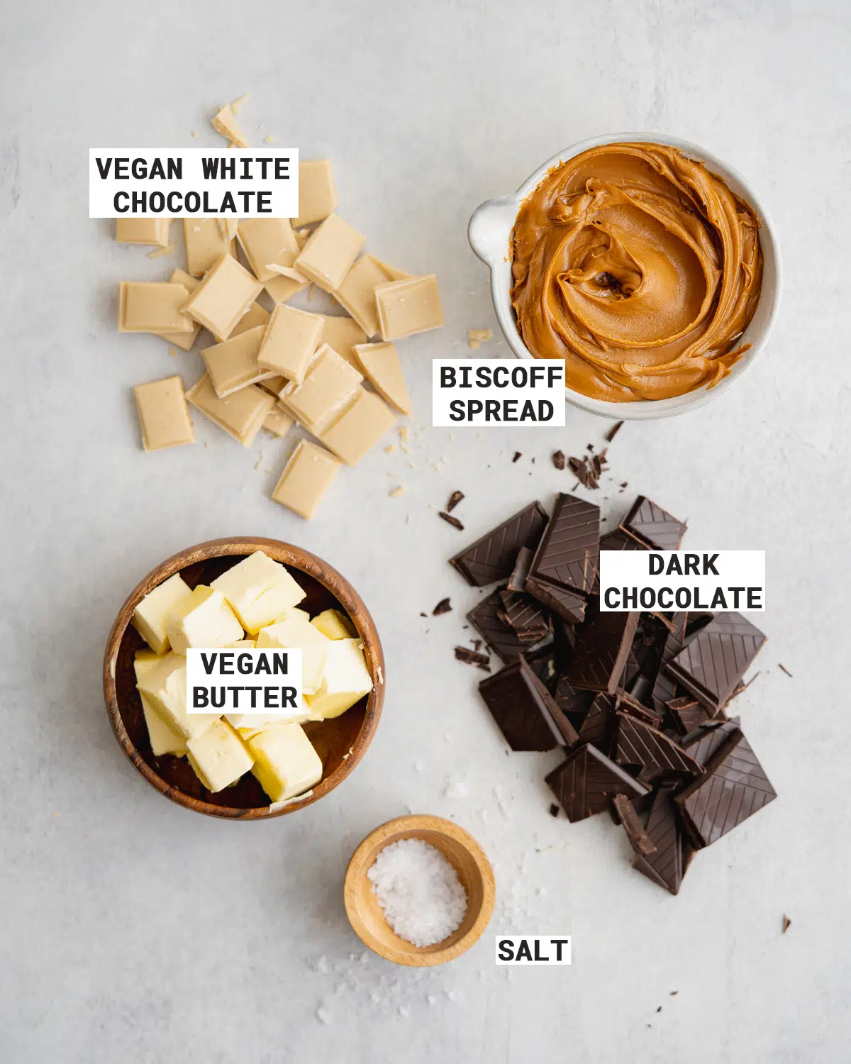 ingredients to make vegan cookie butter fudge.