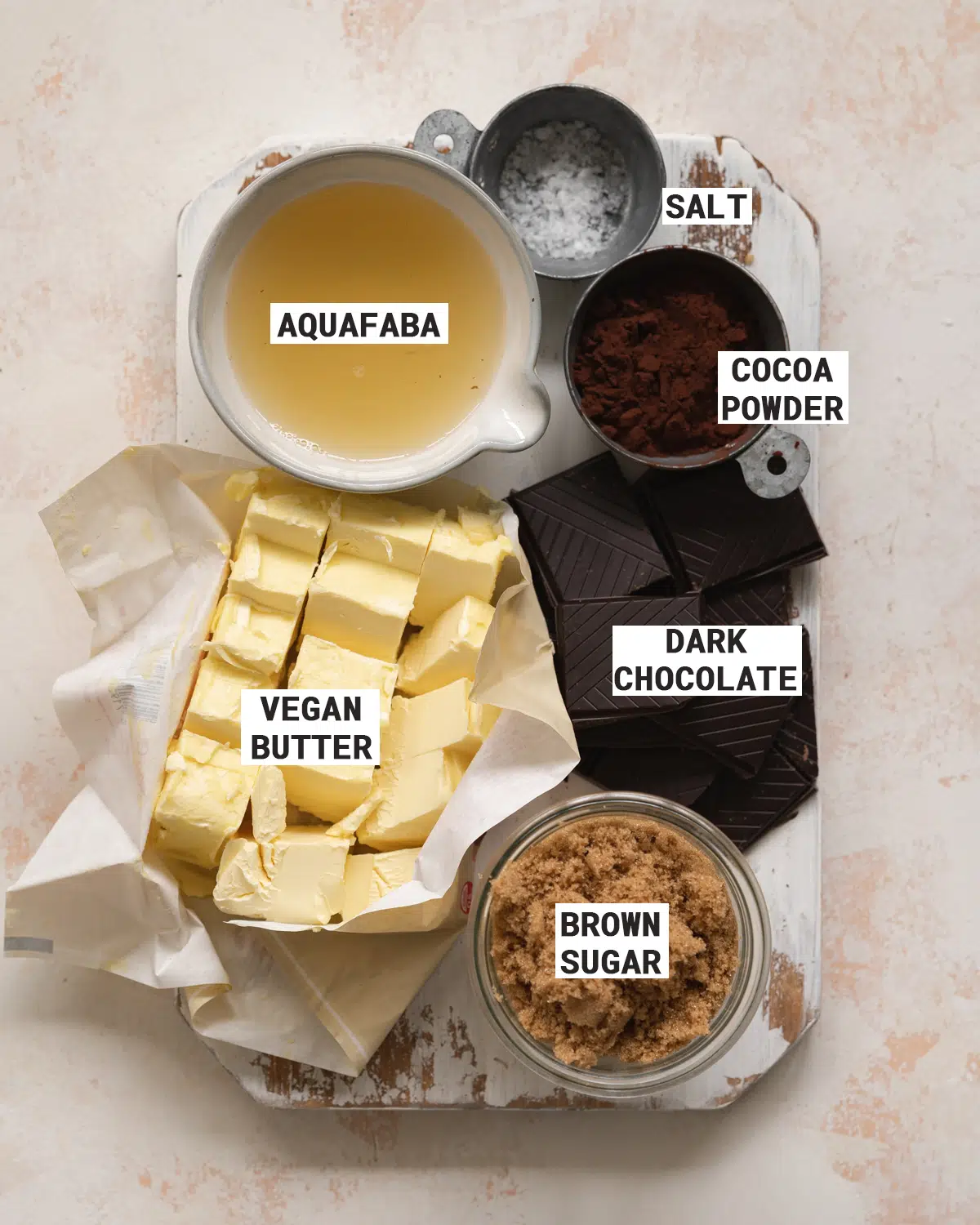 ingredients to make vegan chocolate buttercream.