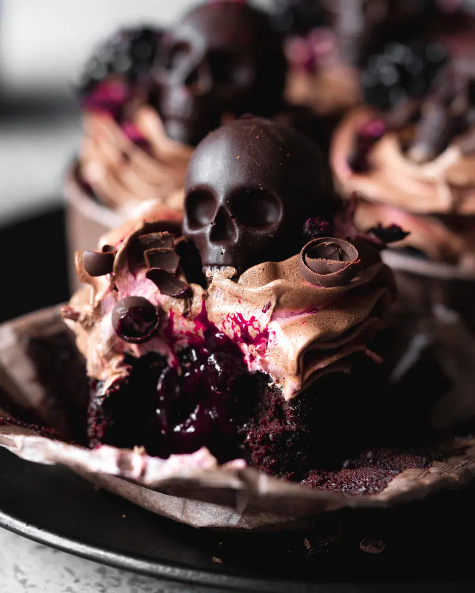 chocolate skull cupcakes.