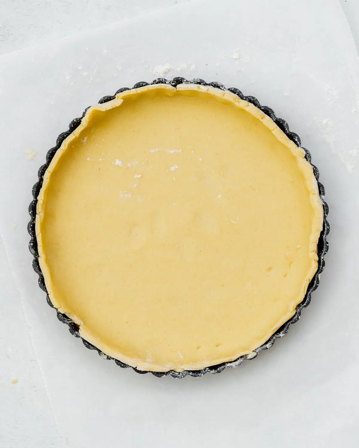 vegan pastry in a tart tin.