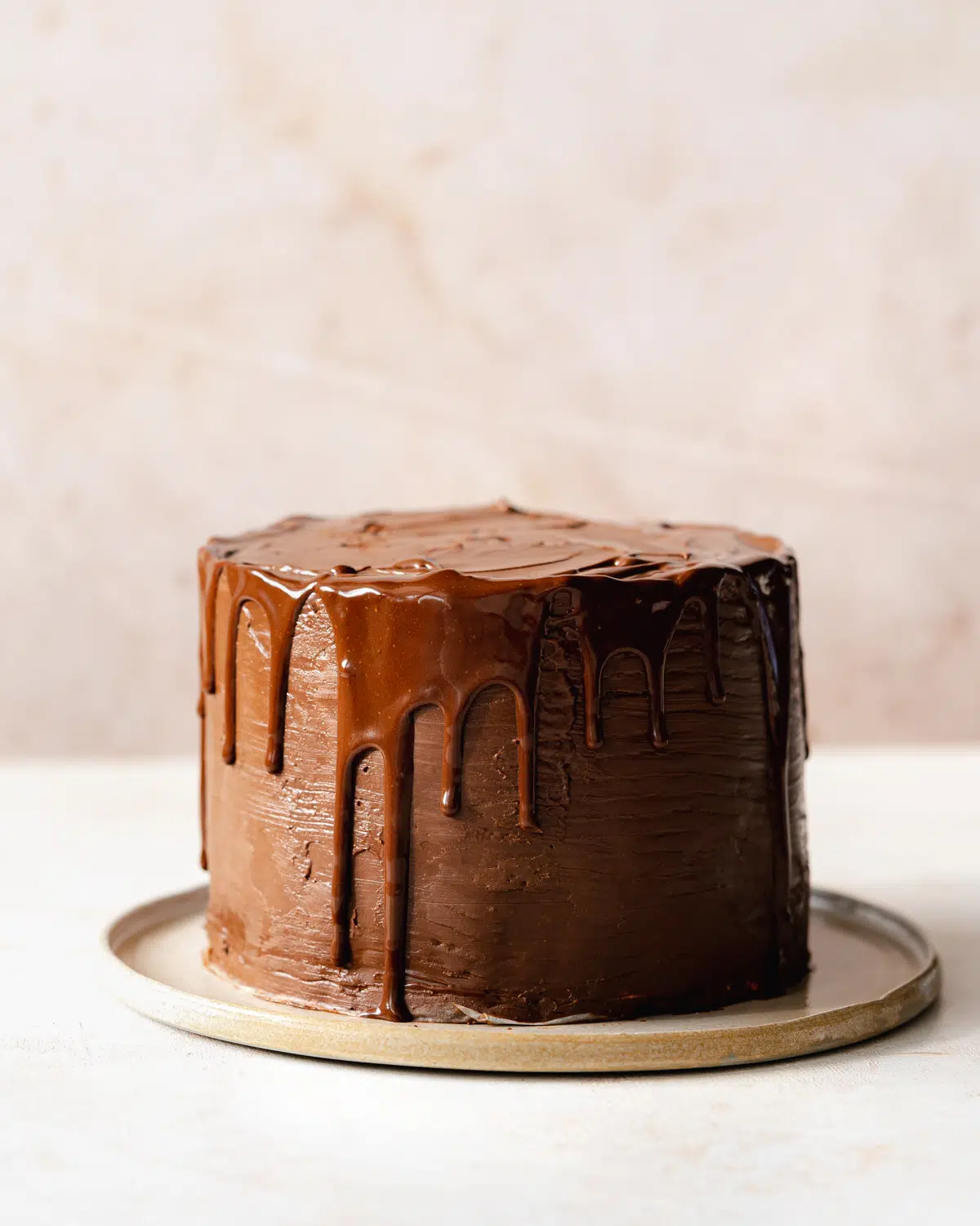 chocolate cake with ganache drip.