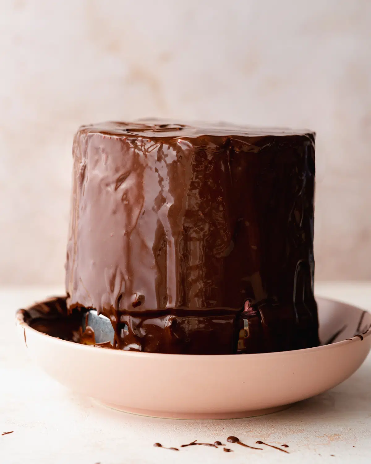 chocolate cake with ganache glaze.