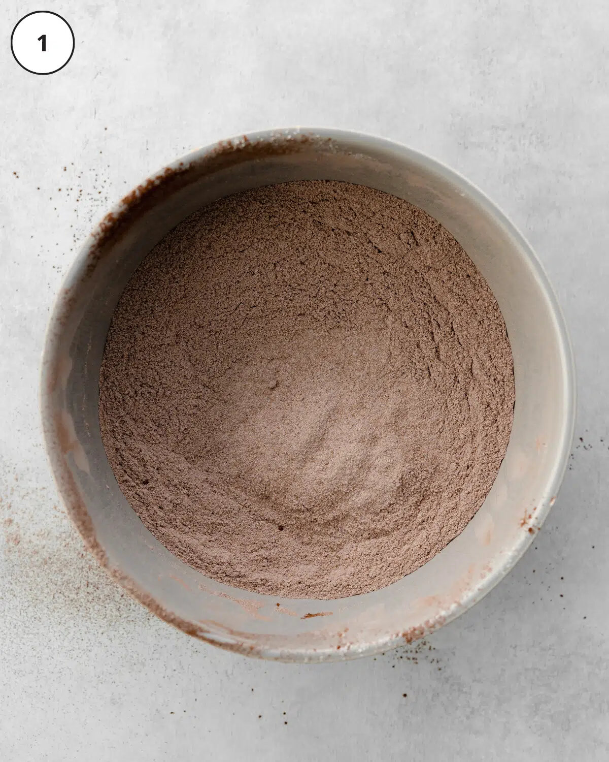 chocolate cake dry ingredients in a bowl.