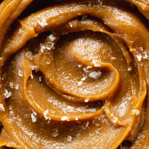 swirls of date caramel with sea salt flakes.
