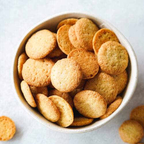 bowl filled with homemade nilla wafers.