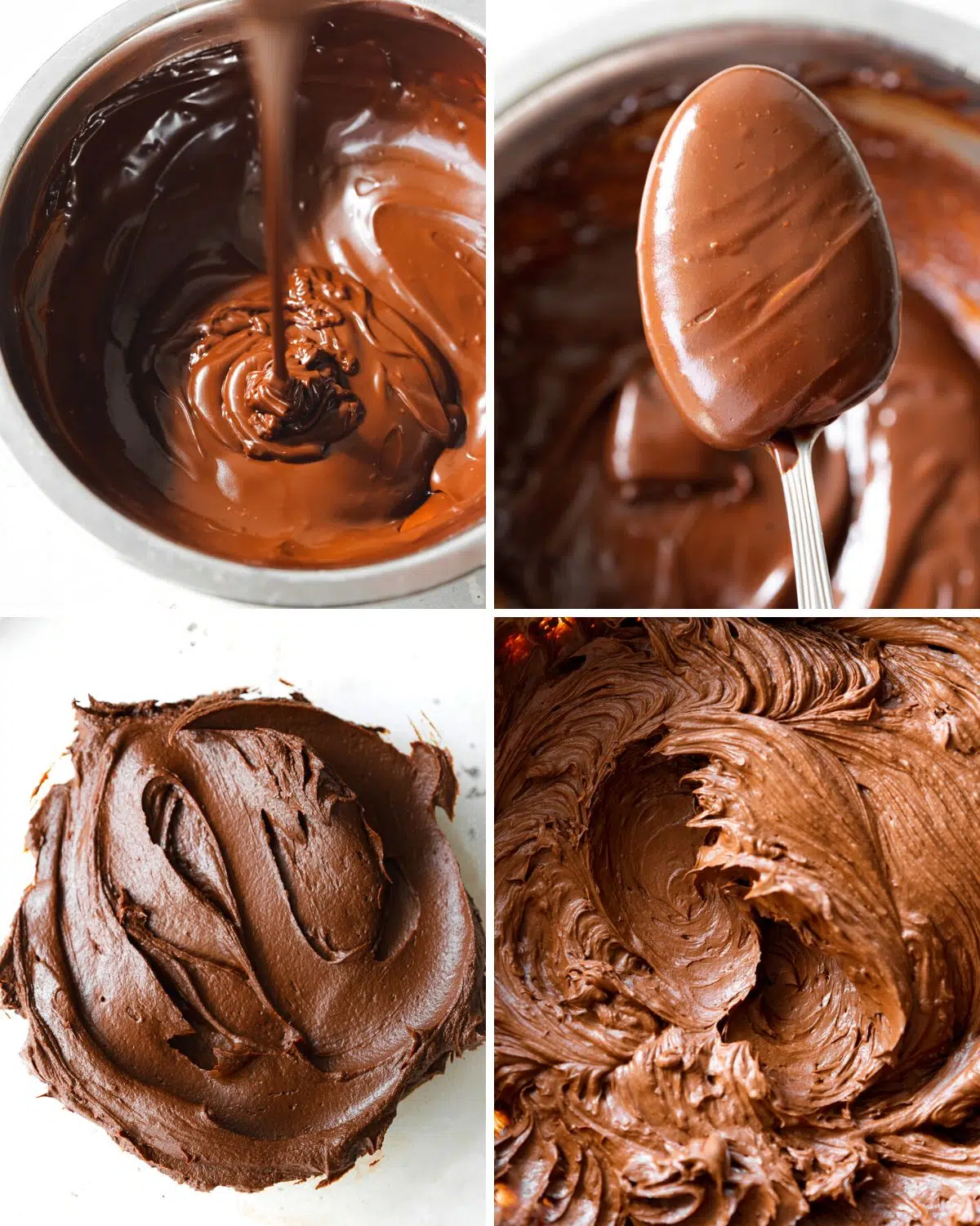 chocolate ganache in a bowl and on a spoon.
