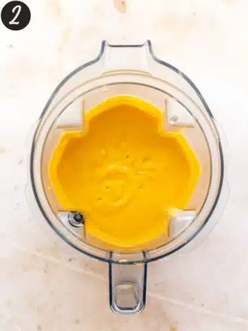 sweet potato pie filling blended in a blender jug.