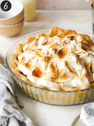 sweet potato pie with torched meringue topping.