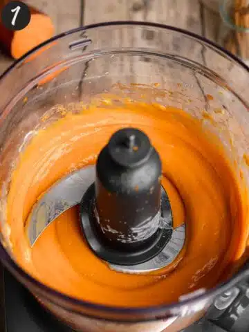 sweet potato, vanilla, orange zest, and vegan yogurt pureed in a food processor.