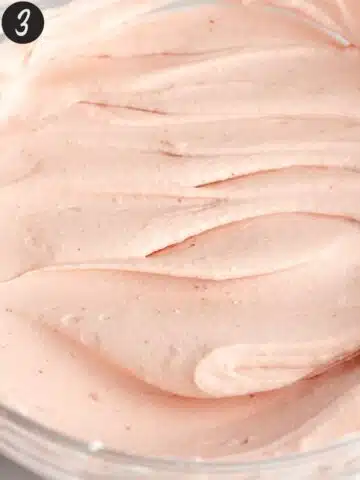 smooth and creamy strawberry mousse closeup.