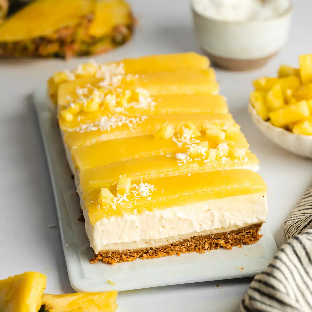 No Bake Pineapple Cheesecake (vegan, nut-free)